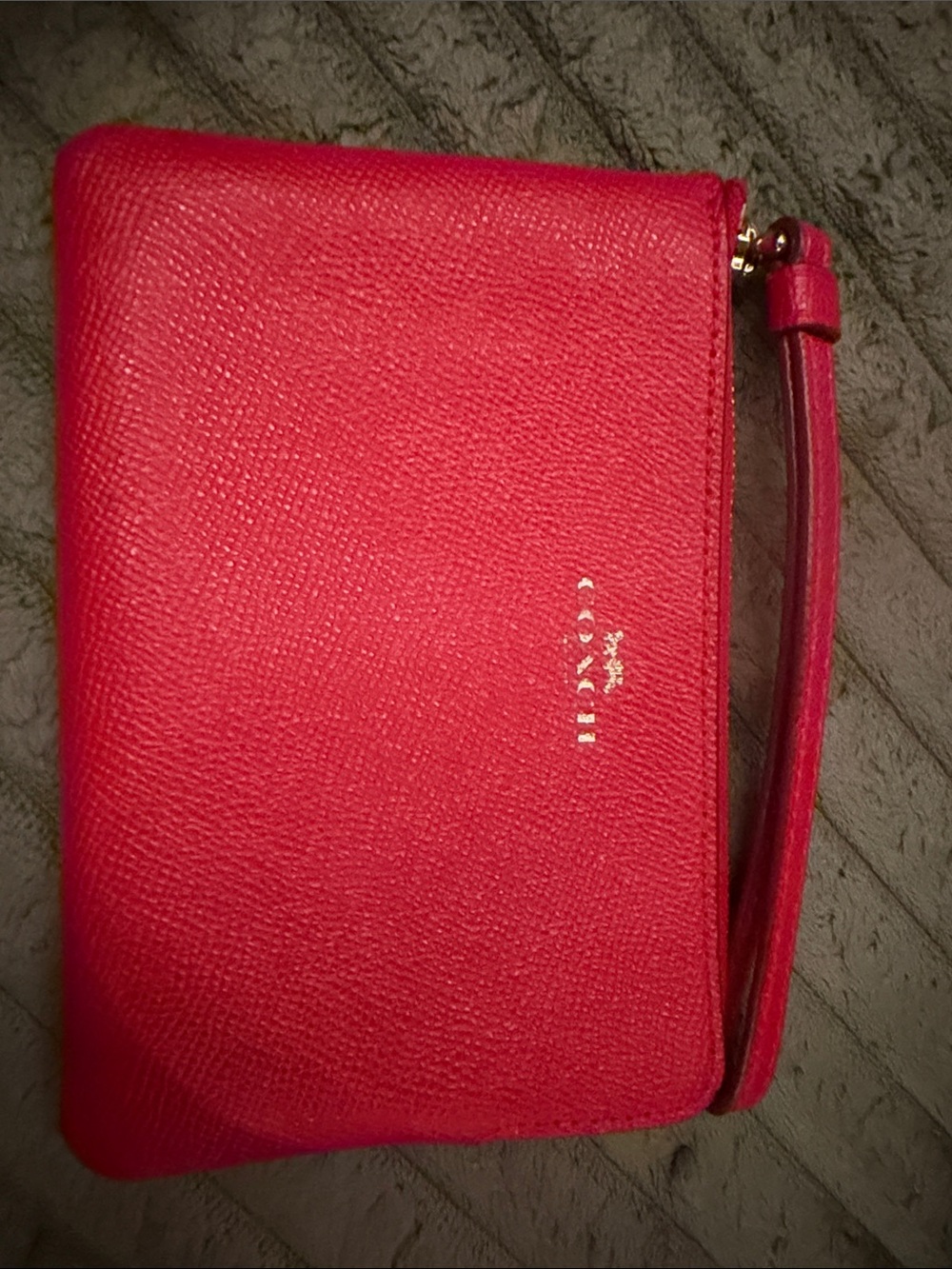 Red Coach Leather Wristlet Clutch